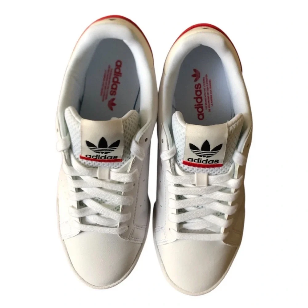 ADIDAS Men’s Originals Court Tourino White Sneakers w/ Red Accent Low-Top Sz 5.5